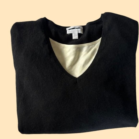 Charter Club 100% Cashmere V-Neck Sweater XL — Jet Black - Picture 4 of 11